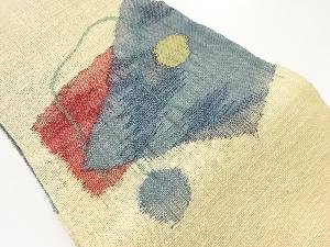 紗紬抽象花模様織出し名古屋帯